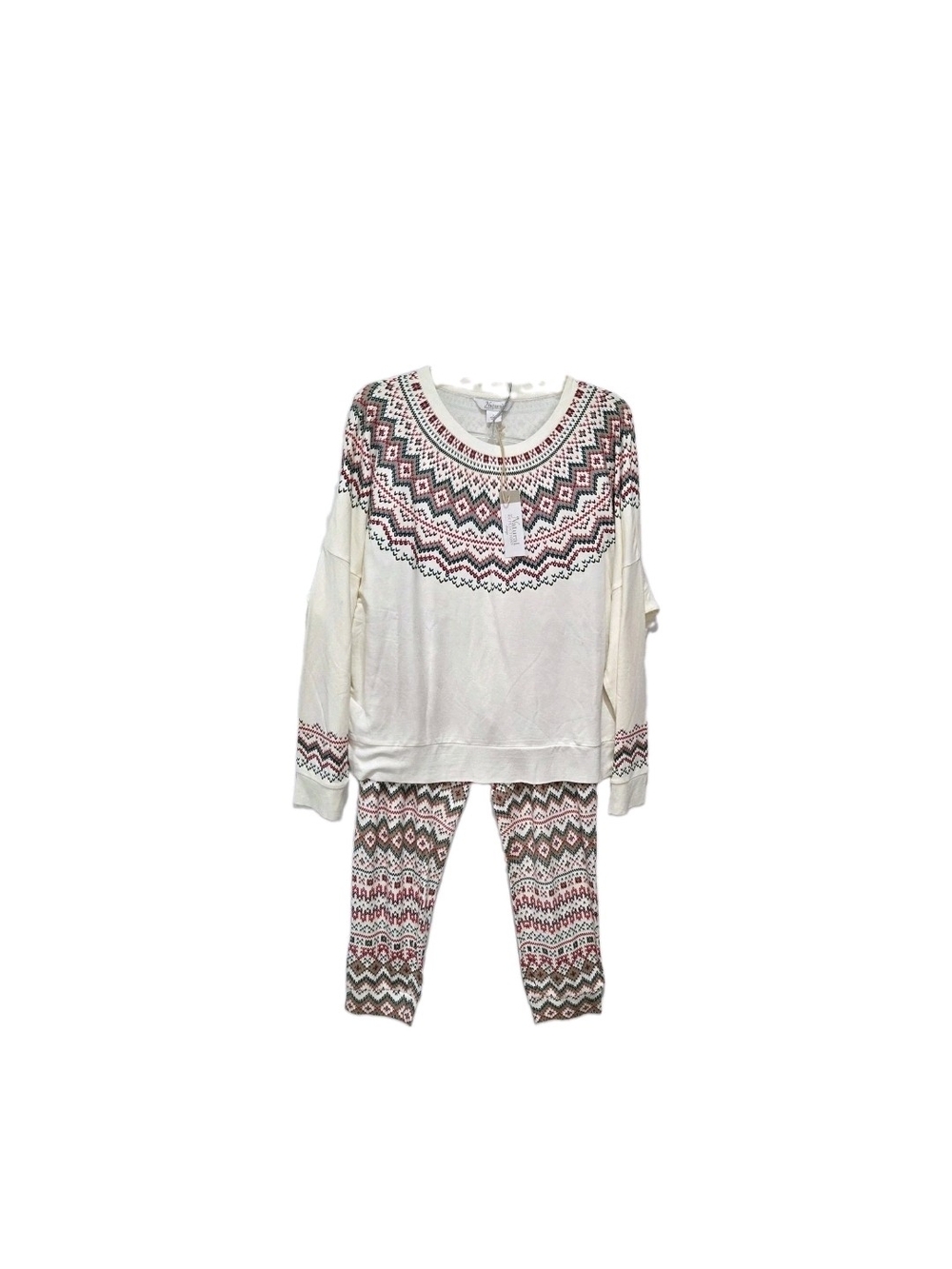 Natural Reflections Cream Pajama Set Fair Isle